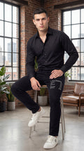 LAHOMBRE Noir Executive Silk Shirt