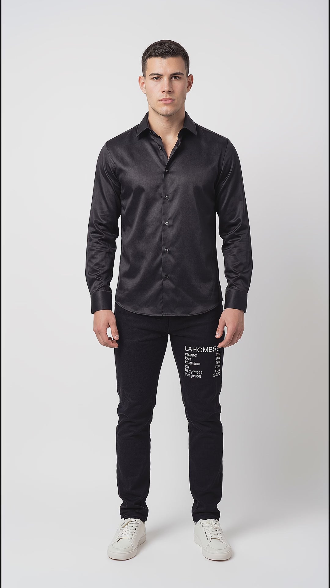 LAHOMBRE Noir Executive Silk Shirt